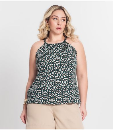 Blusa de Alça Plus Size Infinita Cor Verde