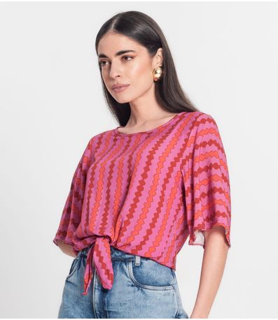 Blusa Feminina Estampada Infinita Cor Rosa