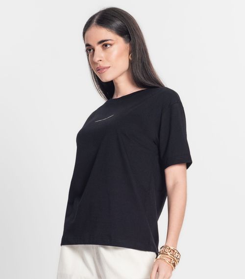 Blusa Feminina Meia Malha Penteada Estampada MMT Preto