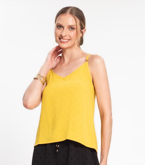 Blusa De Alça Regulável Em Air Flow Poá Rovitex Amarelo