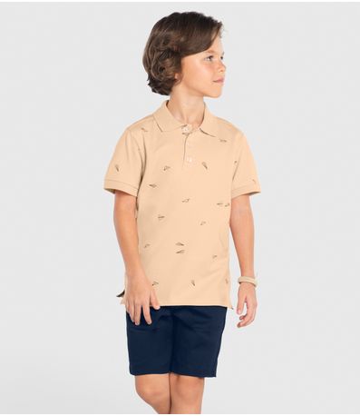 Conjunto Infantil Camiseta Com Bermuda Trick Nick Bege