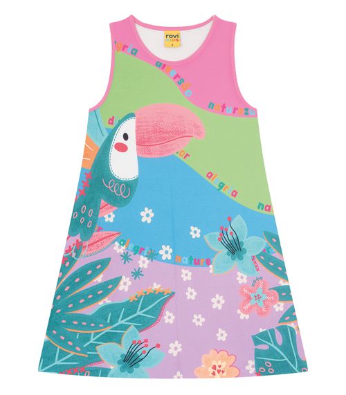 Vestido Infantil Estampado Rovi Kids Rosa