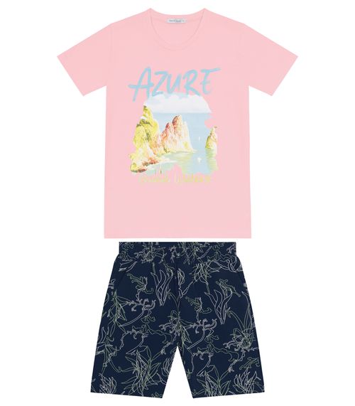 Conjunto Infantil Camiseta Com Bermuda Trick Nick Azul