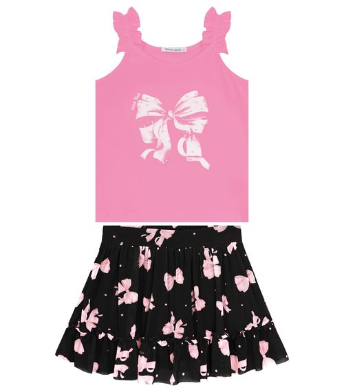 Conjunto Infantil Blusa Com Saia Trick Nick Preto