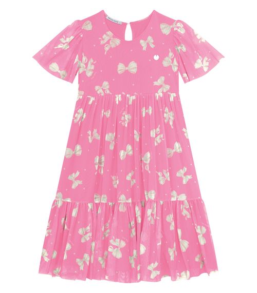 Vestido Midi Infantil Com Tule Trick Nick Rosa