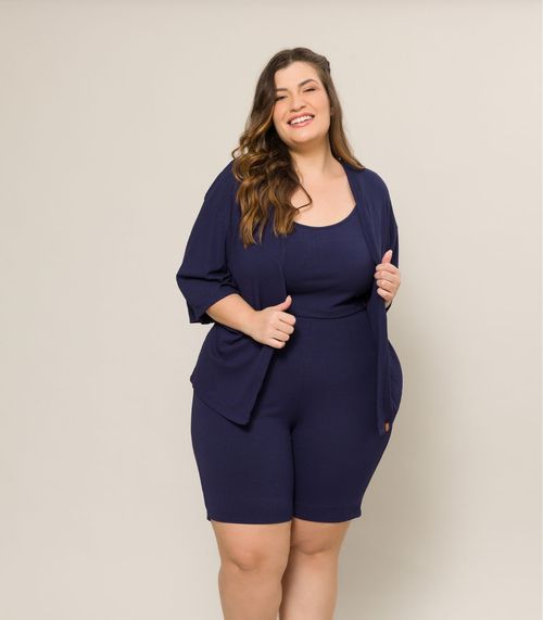 Casaqueto Plus Size Feminino Evanilda Azul