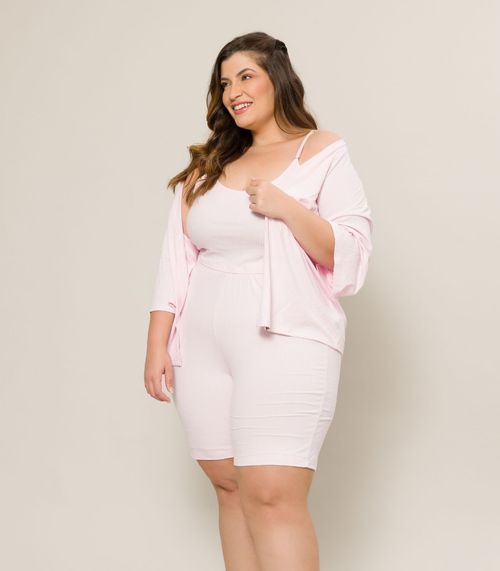 Shorts Pijama Plus Size Feminino Evanilda Rosa