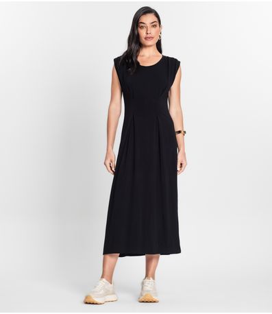Vestido Feminino Midi Sem Manga Donna Preto