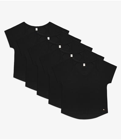 Kit 5 Blusas Femininas Viscotorcion Rovitex Preto