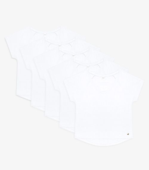 Kit 5 Blusas Femininas Viscotorcion Rovitex Branco
