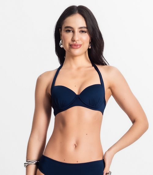 Top Biquíni Liso Uni Femme Azul