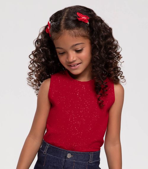 Regata Infantil Feminina Gola Alta Trick Nick Vermelho