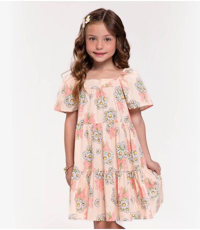 Vestido Infantil Estampado Trick Nick Rosa