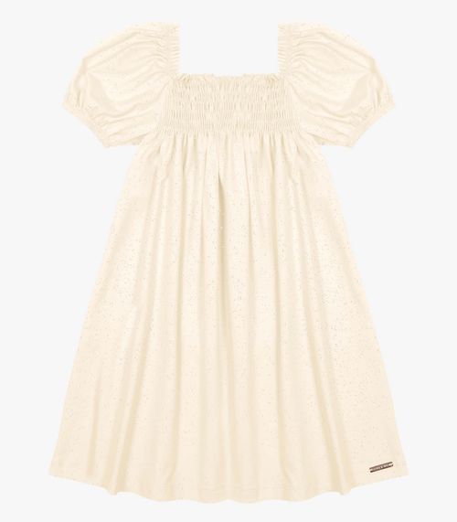 Vestido Infantil Com Glitter Trick Nick Bege