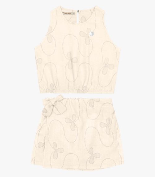 Conjunto Infantil Regata E Shorts Saia Trick Nick Bege