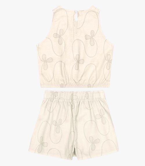Conjunto Infantil Regata E Shorts Saia Trick Nick Bege
