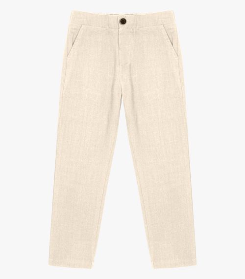 Calça Infantil Masculina Em Linho Trick Nick Bege