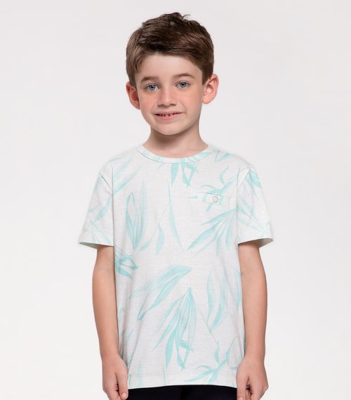 Camiseta Infantil Estampa Folhagens Trick Nick Azul