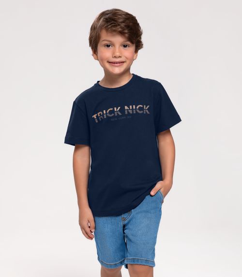 Conjunto Camiseta Com Bermuda Jeans Trick Nick Azul
