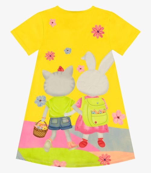 Vestido Infantil Coelhinhos Rovi Kids Amarelo