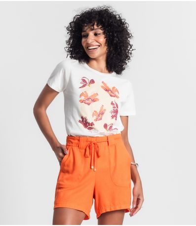 Camiseta Feminina Manga Curta Rovitex Bege