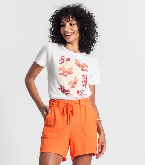 Camiseta Feminina Manga Curta Rovitex Bege