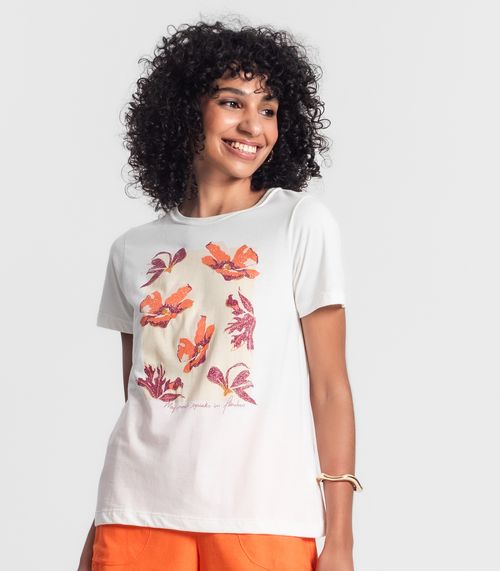 Camiseta Feminina Manga Curta Rovitex Bege
