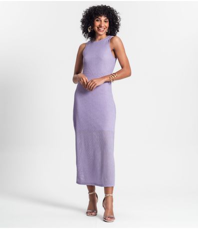 Vestido Longo Com Fenda Rovitex Roxo