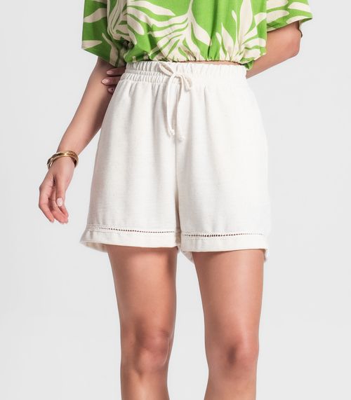 Shorts Feminino Em Moletinho Rovitex Bege