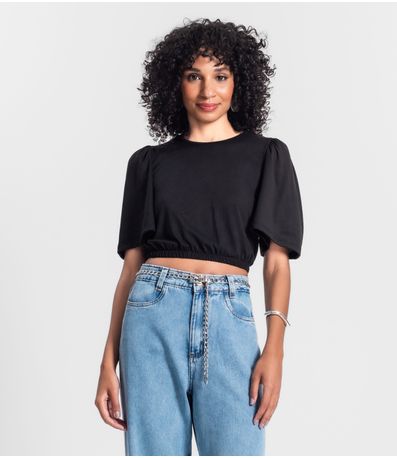 Blusa Cropped Feminina Rovitex Preto
