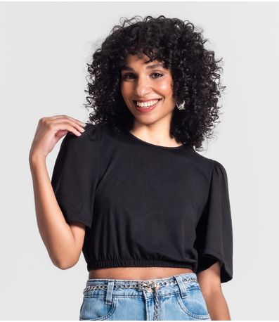 Blusa Cropped Feminina Rovitex Preto
