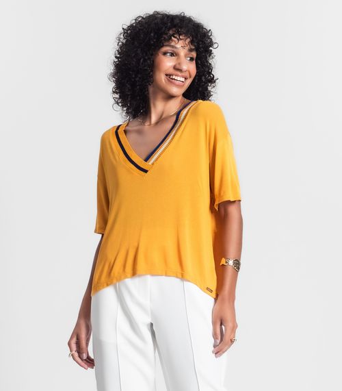 Blusa Feminina Em Visco Tricot Rovitex Amarelo