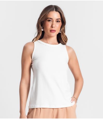 Regata Feminina Com Decote Trabalhado Rovitex Bege