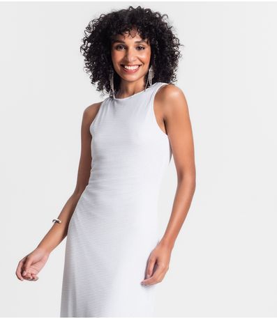 Vestido Longo Com Fenda Rovitex Branco