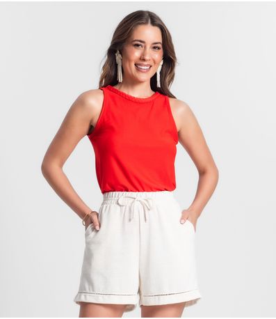 Regata Feminina Com Decote Trabalhado Rovitex Laranja