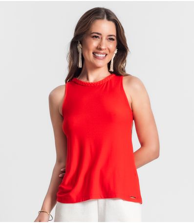 Regata Feminina Com Decote Trabalhado Rovitex Laranja