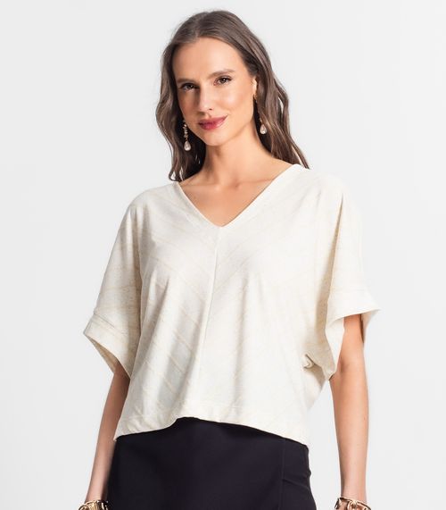 Blusa Feminina Manga Curta Endless Bege