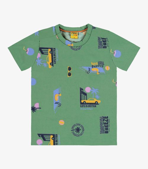 Camiseta Infantil Masculina Estampada Rovi Kids Verde