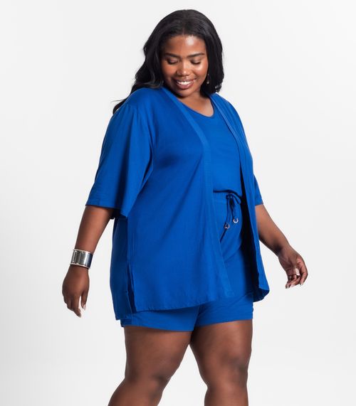 Conjunto Feminino Plus Size 3 Peças Secret Glam Azul