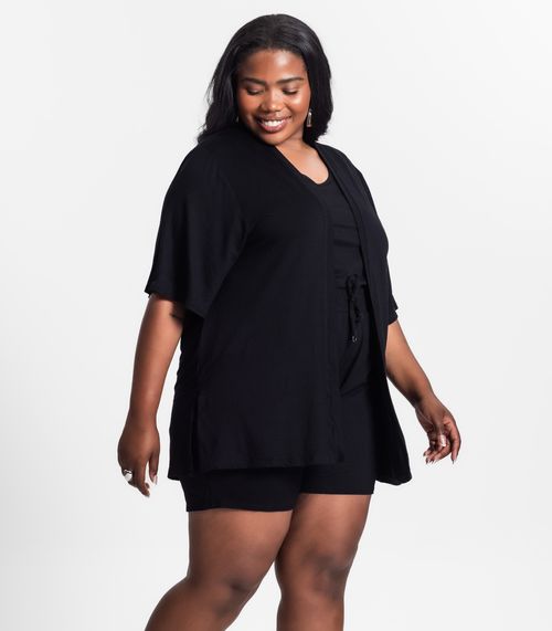 Conjunto Feminino Plus Size 3 Peças Secret Glam Preto