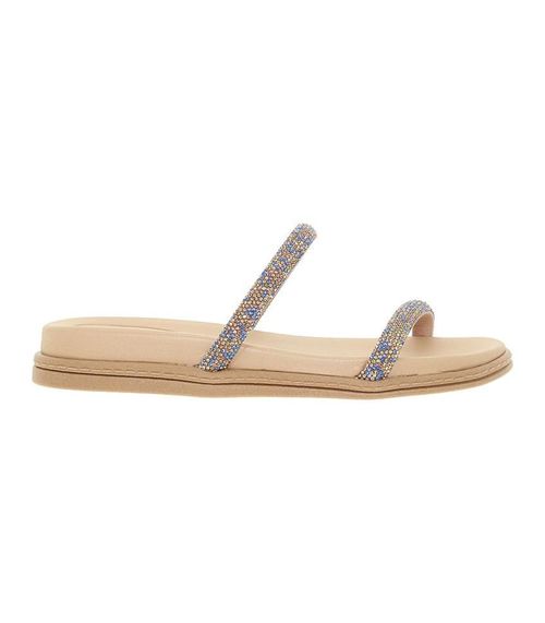 Papete Feminina Flat Com Brilho Strass Beira Rio Bege