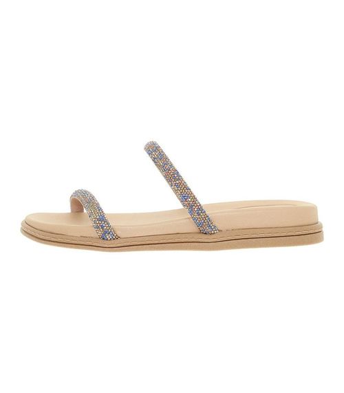 Papete Feminina Flat Com Brilho Strass Beira Rio Bege