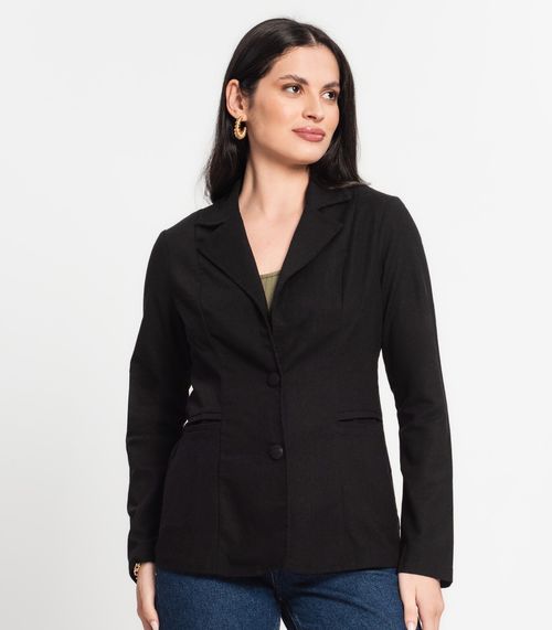 Blazer Feminino De Linho Misso Preto