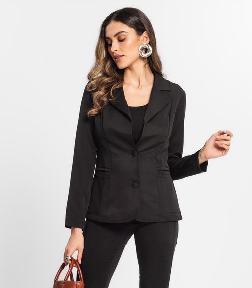 Blazer Feminino De Microfibra Misso Preto