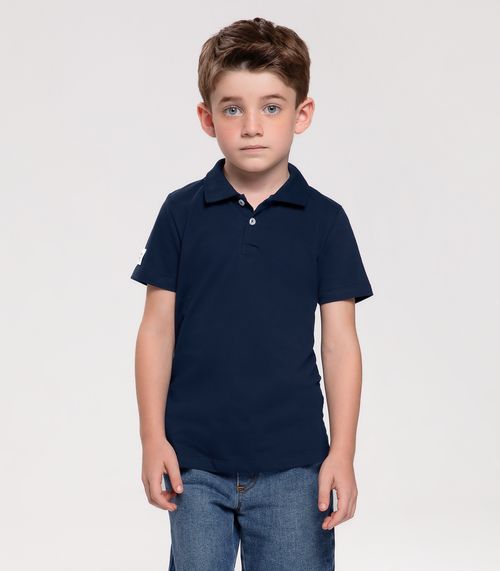 Camisa Polo Juvenil Meia Malha  Trick Nick Azul