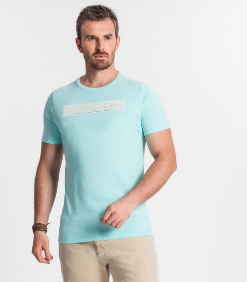 Camiseta De Meia Malha Estampada Diametro Azul