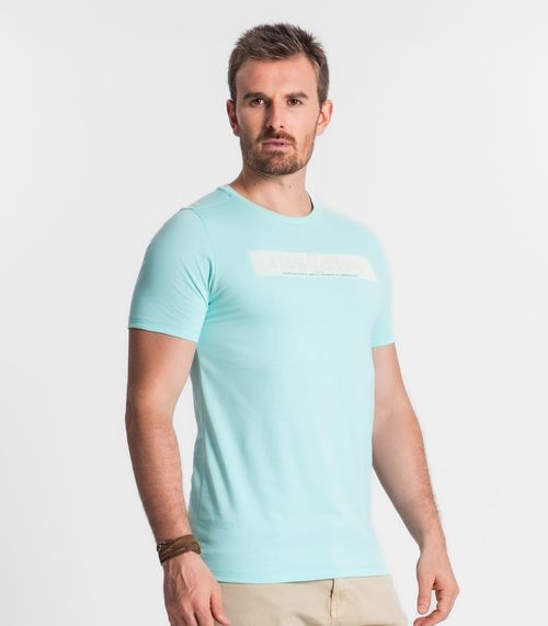 Camiseta De Meia Malha Estampada Diametro Azul