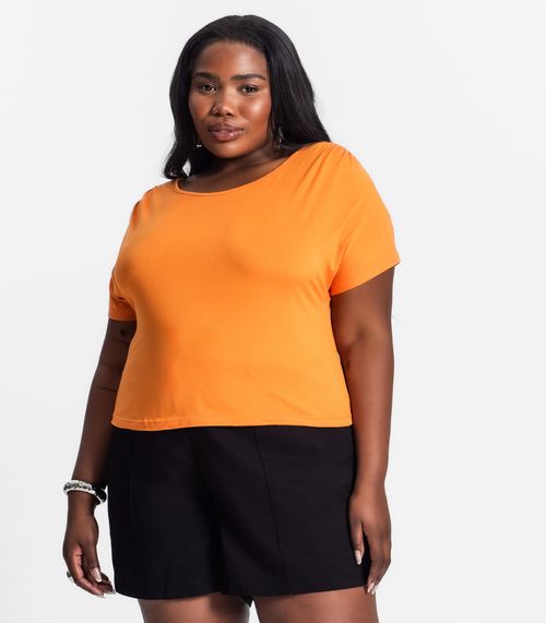 Blusa Lisa Plus Infinita Cor Laranja