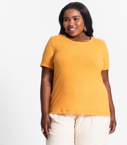 Blusa Malha Delicate Plus Infinita Cor Amarelo