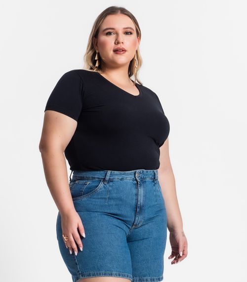 Blusa Viscolight Básica Plus Size Feminina Kohmar Preto